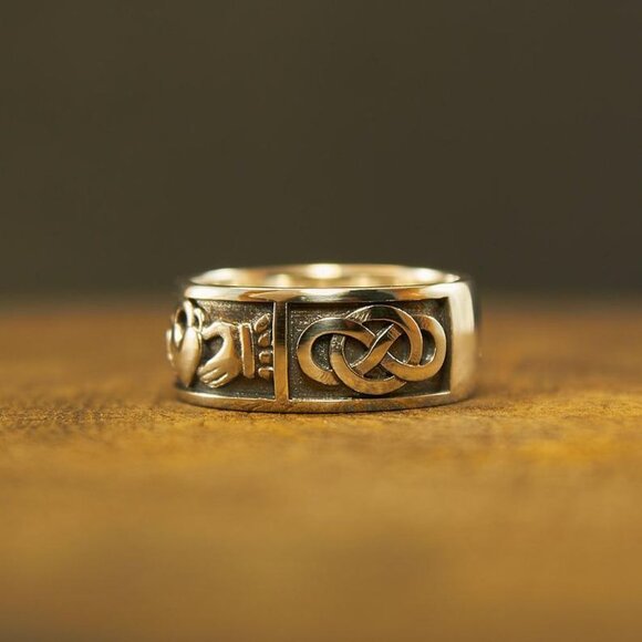 "Trendy Mujer Guard Concentric Knot Carving Heart Rings for Women, PD622 - Picture 5 of 7